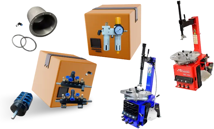 Peças e equipamentos para desmontadoras e balanceadoras